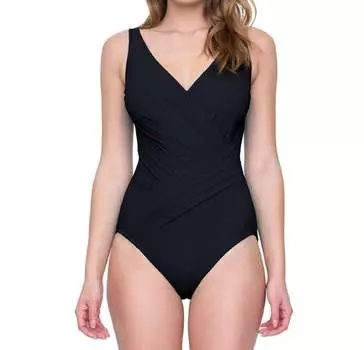 Слитный купальник Surplice в решетчатом черном цвете Gottex