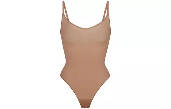 Слитный купальник женский коричневый Skims