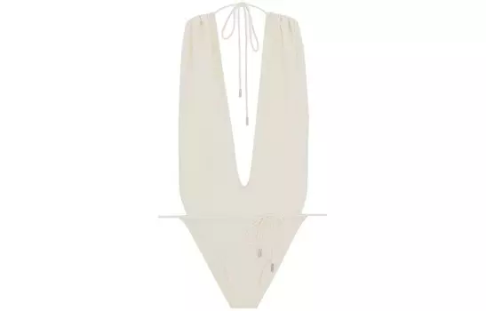 Слитный купальник женский кремовый Saint Laurent
