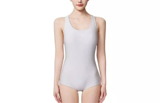 Слитный купальник женский серебристо-белый Anta