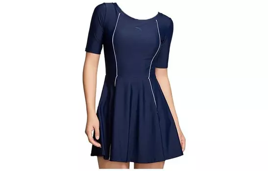 Слитный купальник женский синий Anta