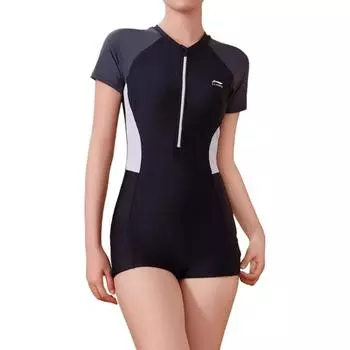 Слитный женский купальник LiNing, черный, белый