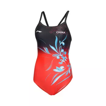 Слитный женский купальник LiNing Swimming Series, звездно-красный