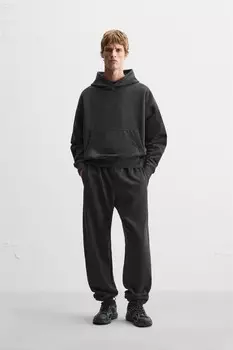 Сливая свободная толстовка с капюшоном ZARA, черный