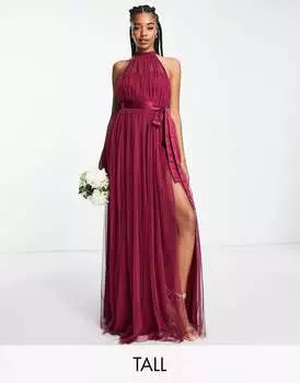 Сливовое платье Anaya With Love Tall Bridesmaid с воротником-бретелькой красного цвета - RED Anaya