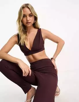 Сливовый укороченный жилет с v-образным вырезом ASOS