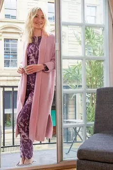 Sloe joes уютный вязаный длинный кардиган в рубчик Joe Browns, розовый