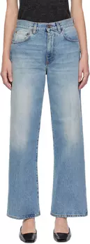 Сломанные синие широкие джинсы 6397