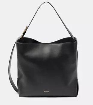 Сложенная кожаная сумка среднего размера Jil Sander, черный