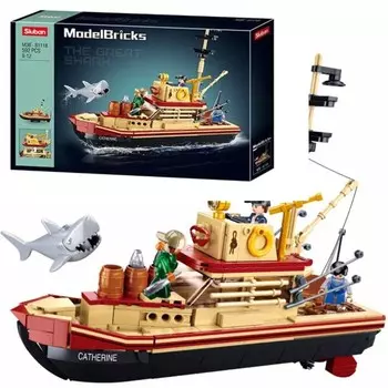 Sluban Blocks Лодзь Рыболовное судно Судно Судно Акула 592 Эл.