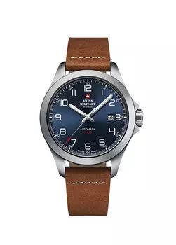 Sma34077.03 кожаные мужские наручные часы Swiss Military By Chrono, серебряный