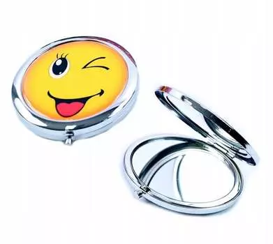 Смайлы, желтое косметическое зеркало, различные смайлики Midex, серебро
