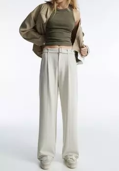 SMART Belted PULL&BEAR, Брюки бежевый