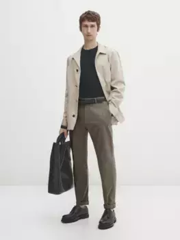 Smart брюки из смешанного хлопка стрейч Massimo Dutti, бежевый