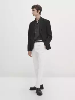 Smart брюки из смешанного хлопка стрейч Massimo Dutti, белый