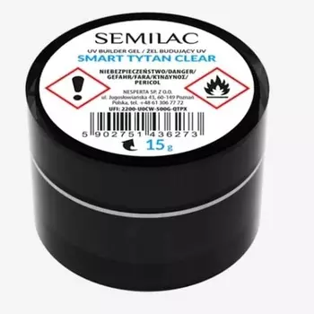 Smart Titan Clear Nail Builder для укрепления крепких ногтей и дизайна ногтей 15 г Semilac