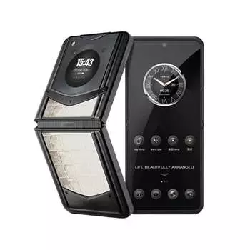 Смартфон Vertu IronFlip, Himalaya High Definition Edition, 12 ГБ/512 ГБ, 2 Nano-SIM, черный/белый