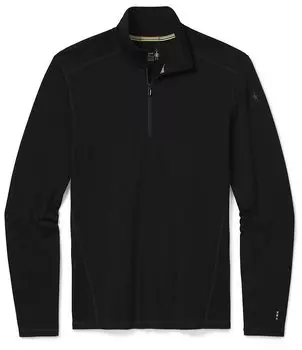SmartWool Slim-Fit Merino 250 Базовый слой Однотонный пуловер с молнией в четверть, черный