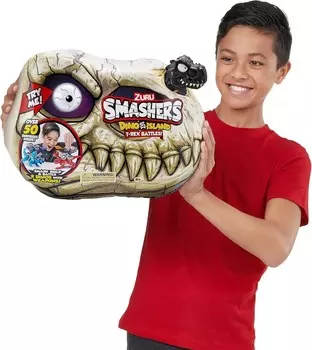 Smashers Dino Island T-Rex Battles Zuru, синий трицератопс, 50+ сюрпризов динозавр Ти-рекс трицератопс Inna marka