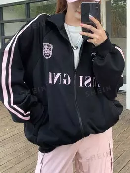 Смелая женская флисовая рубашка с контрастным буквенным принтом Dazy, синий