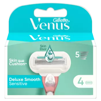 Сменные лезвия для бритвы, 4 шт./1 упаковка. Gillette Venus deluxe smooth sensitive