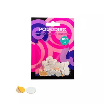 Сменные накладки белого цвета xs, зернистость 100, 50 шт./1 упаковка. Staleks Pro Expert pododiscs pdf-10-100w