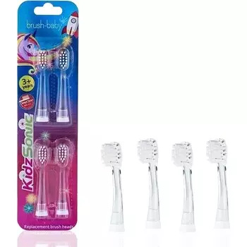 Сменные насадки Brush-Baby KidzSonic Rocket и Unicorn для детей от 3 лет
