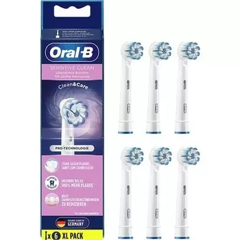Сменные насадки для электрической зубной щетки Oral-B Sensitive Clean, 6 шт. — бережная чистка зубов с ультратонкими щетинками, Oral B
