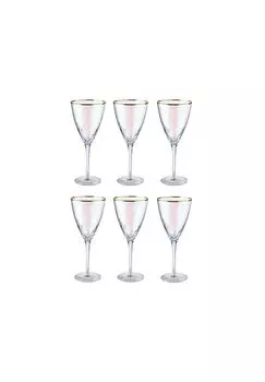 SMERALDA Бокалы для вина 6x в золотой оправе 400мл BUTLERS, прозрачный