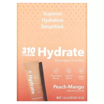 Смесь 310 Nutrition для приготовления электролитов, персик / манго, 30 палочек по 5 г