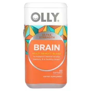 Смесь Olly Brain Ultra Strength для поддержки остроты ума, 60 мягких таблеток