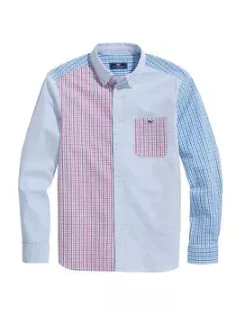 Смешанная рубашка из сирсакера на пуговицах Vineyard Vines, красный
