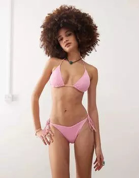 Смешивать и сочетать плавки бикини с завязками по бокам в светло-пыльно-розовом цвете Monki