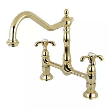 Смеситель для кухни Kingston Brass KS1172TX French Country Bridge, polished brass