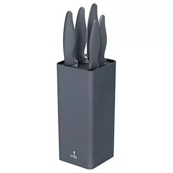 Smile - Набор ножей из нержавеющей стали, 6 предметов в современном блоке для ножей - антрацит, серый