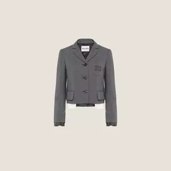 Смирительная куртка в клетку принца Уэльского Miu Miu, серый