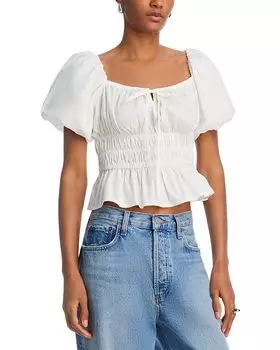 Смокед укороченный топ - эксклюзив AQUA, белый