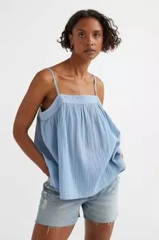 Сморщенный топ H&amp;M, светло-синий