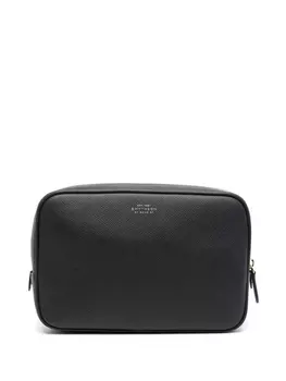 Smythson клатч с логотипом, черный