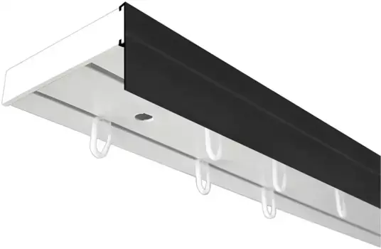 SN DECO GROUP Карниз для штор "Карниз SH (1) с панелью 5 см", 2 направляющие, фиксированный размер 180 см, белый/черный