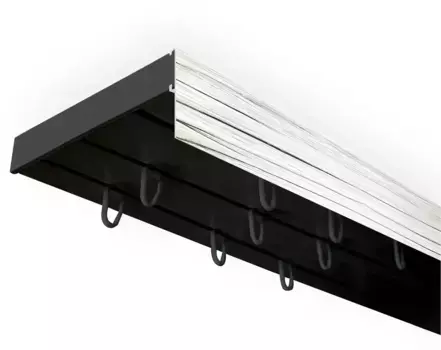 SN DECO GROUP Карниз для штор "Карниз SH с крышкой", 3 направляющие, фиксированный размер 240 см, черный/пепельный