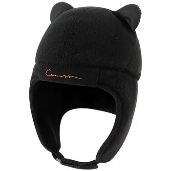 Снаряжение для ношения Kuang-Chi Осень и зима Lei Feng Hat Женская велосипедная защита ушей на открытом воздухе Теплая шапка Холодозащитная шапка с милым медведем - черный, один размер