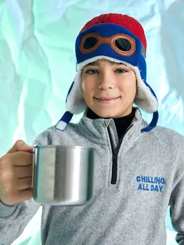 Снежная шапка из флиса для мальчиков с нашивкой и деталями LCW Accessories