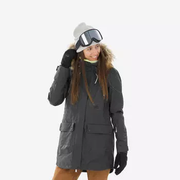 Сноубордическая куртка женская, совместимая с ZIPROTEC - SNB 500 серая DREAMSCAPE, цвет grau