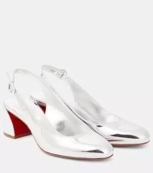So Jane Sling босоножки-лодочки на ремешке из металлизированной кожи Christian Louboutin, Silver/ Lin Silver