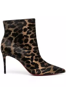 So Kate, лодыжка с леопардовым принтом, 85 мм Сапоги Christian Louboutin, коричневый