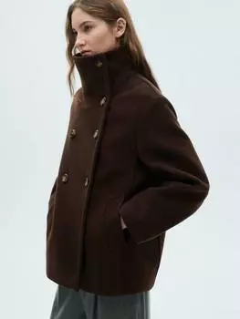 Собираюсь покрыть шерстью богатое пальто Mango, темно-коричневый