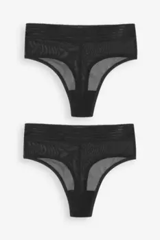 Соблазнительные прозрачные трусы-стринги с высокой талией 2 пары Triumph, черный