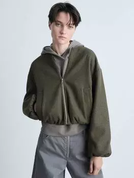 Собранная куртка- бомбер burbu Mango, хаки