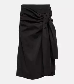 Собранная миди-юбка из хлопка и шелка Bottega Veneta, Off Black